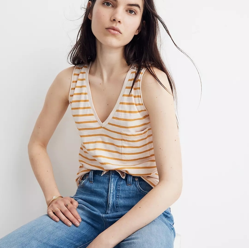 MADEWELL Whisper Cotton V-Neck Pocket Tank